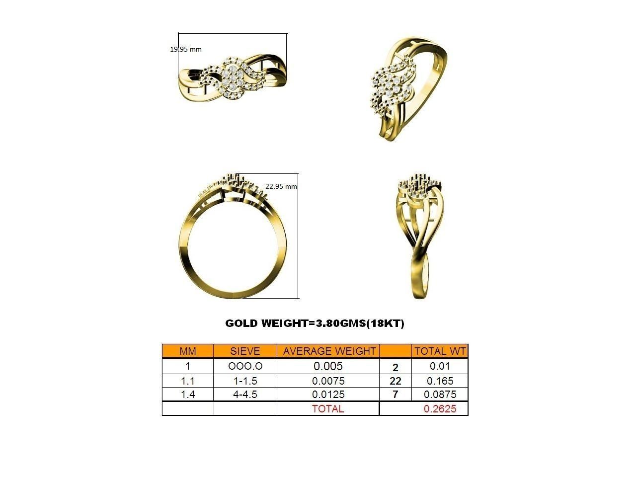 Swirl Gold Ring With Diamonds 70 3D print model_6