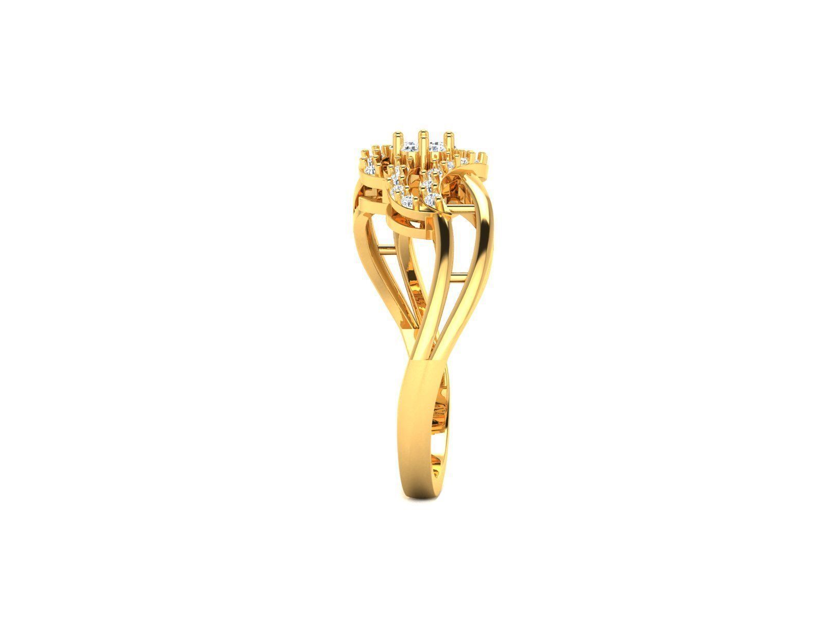 Swirl Gold Ring With Diamonds 70 3D print model_5