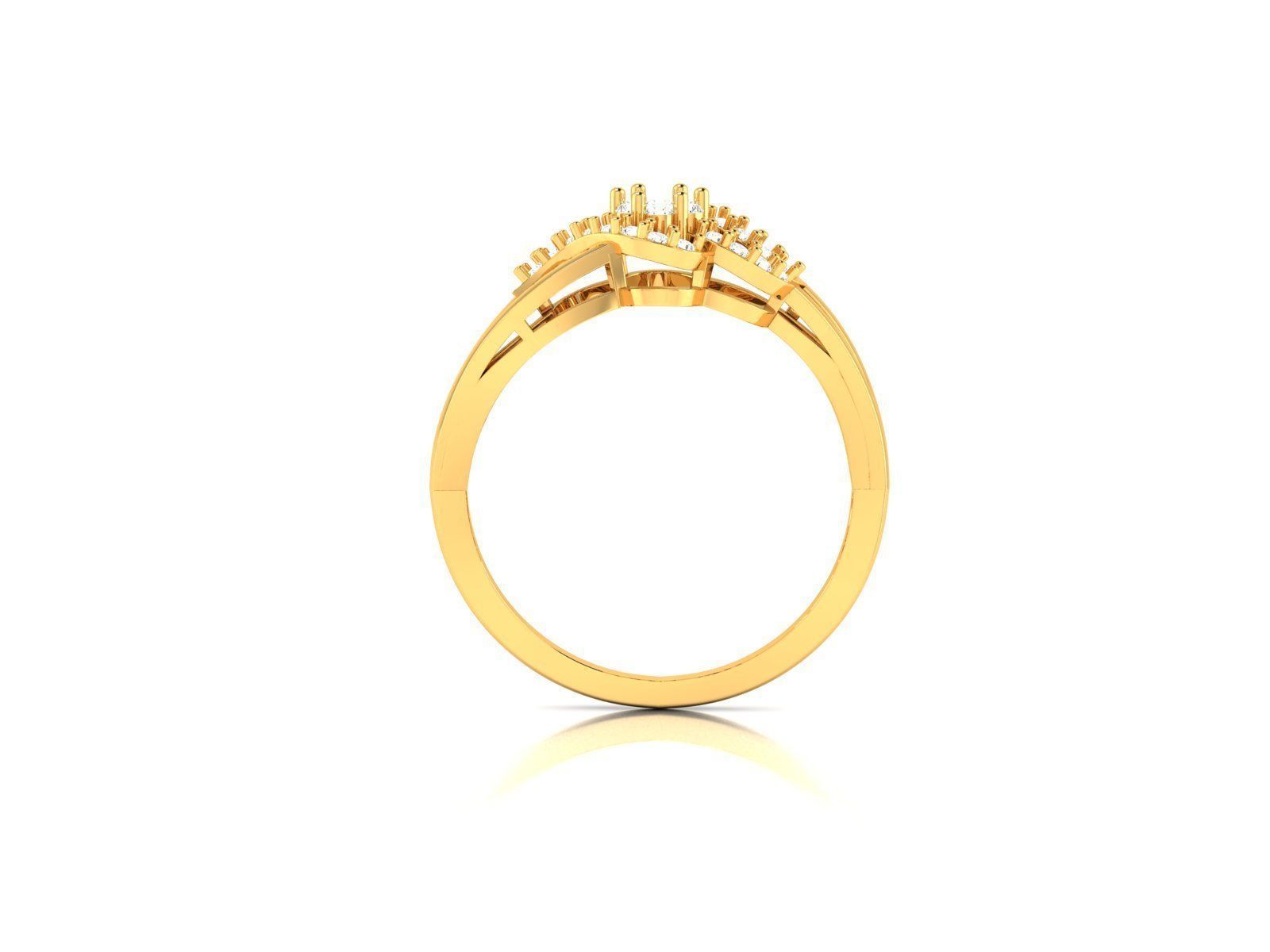 Swirl Gold Ring With Diamonds 70 3D print model_4