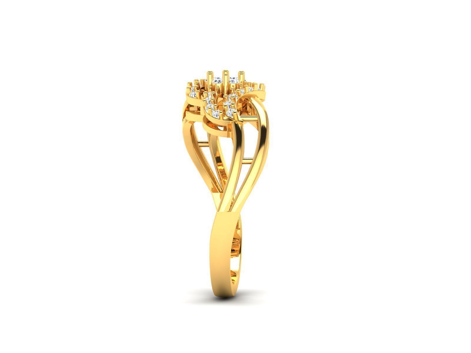 Swirl Gold Ring With Diamonds 70 3D print model_2