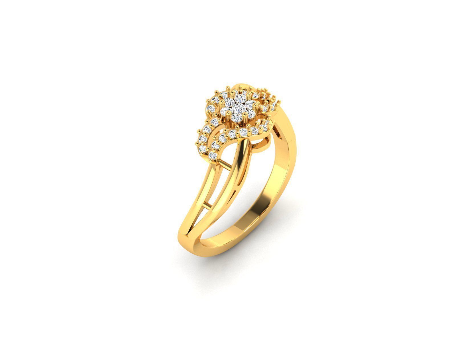 Swirl Gold Ring With Diamonds 70 3D print model_3