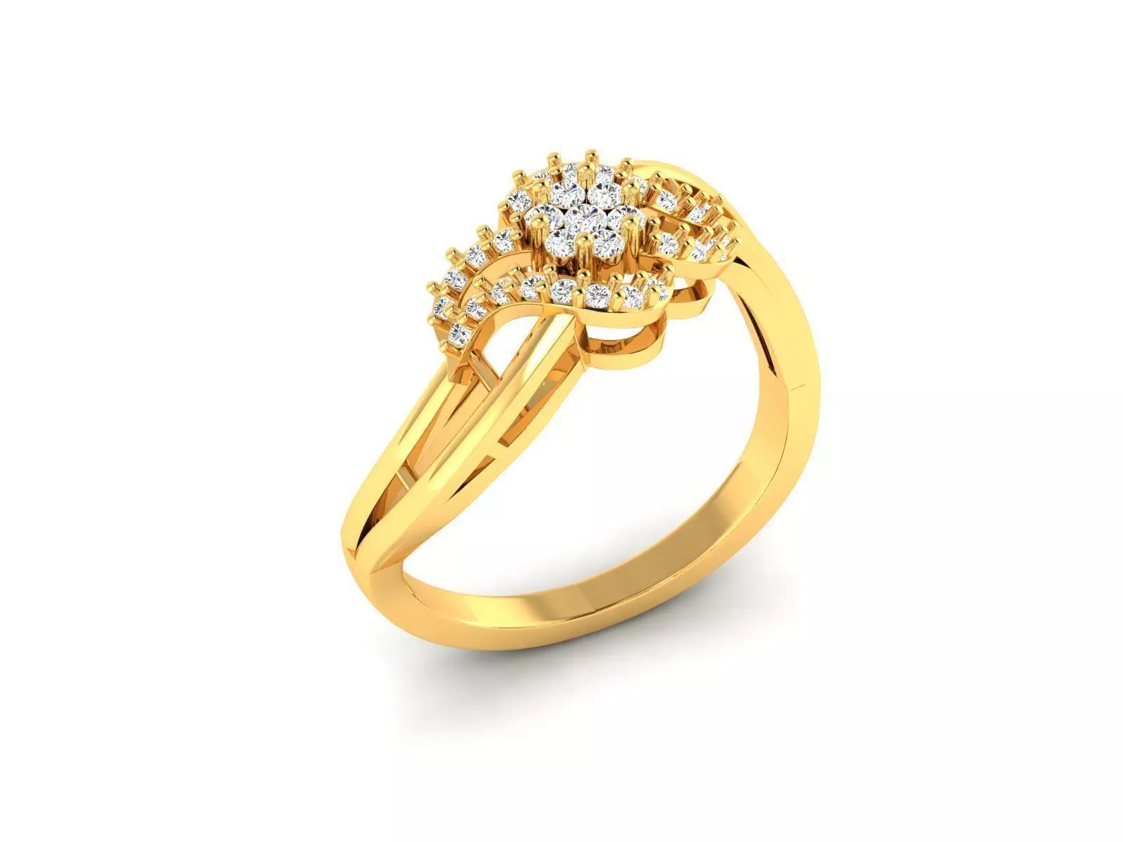 Swirl Gold Ring With Diamonds 70 3D print model_0