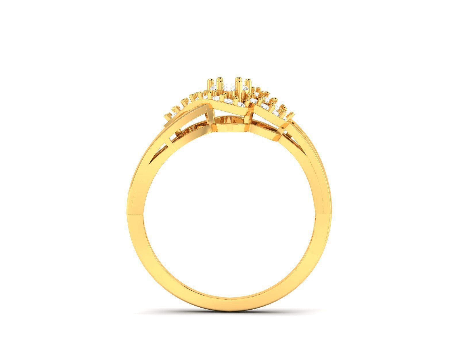Swirl Gold Ring With Diamonds 70 3D print model_1