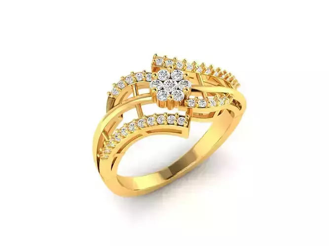 Spiral Gold Ring With Diamonds 45