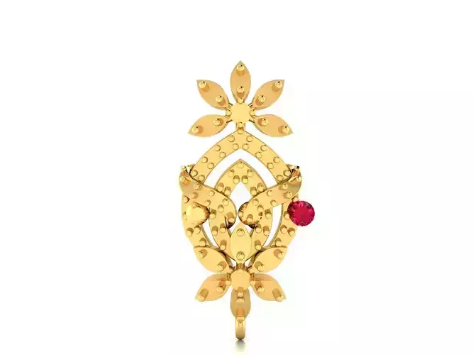 Floral Gold Pendant With Gemstone