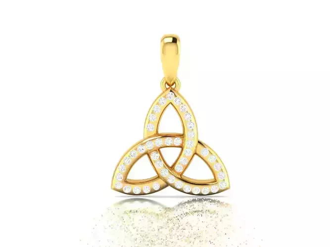 Flower Shaped Gold Pendant With Diamonds 9