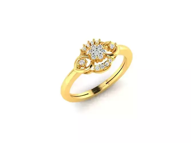 Marquise Shaped Gold Ring With Diamonds 34