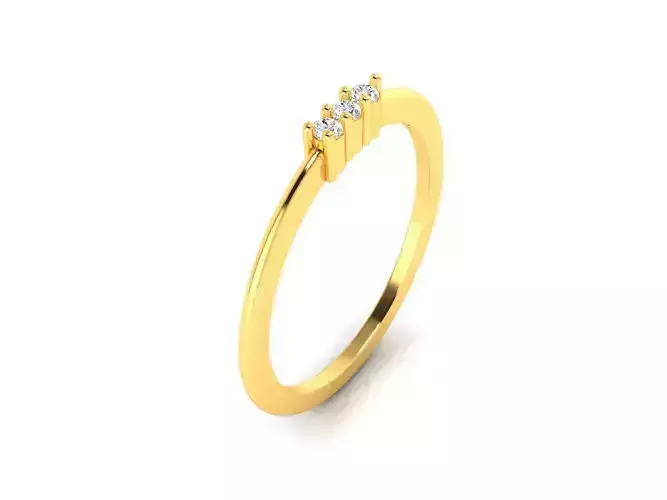 Gold Thin Ring With Diamonds 13