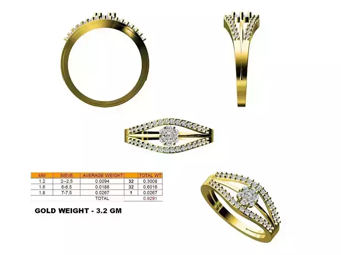 Gold Engagement Ring With Diamonds 227