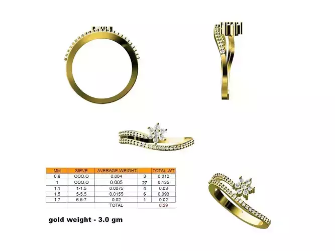 Spiral Gold Ring With Diamonds 52