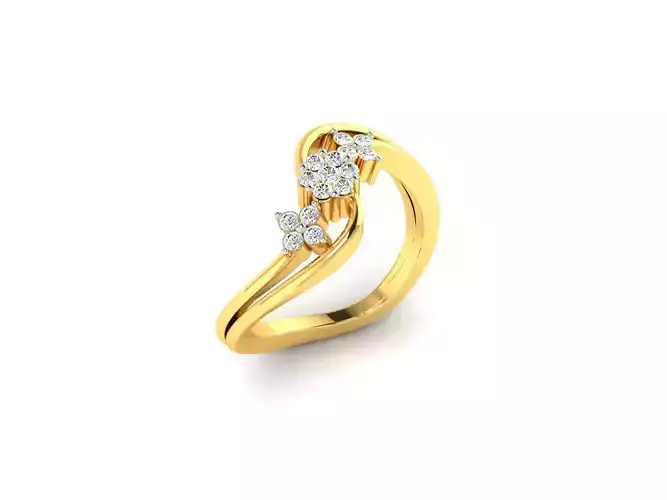 Swirl Floral Gold Ring With Diamonds 1