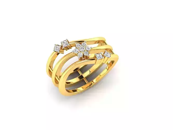 Wide Band Swirl Gold Ring With Diamonds 8