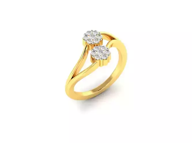Swirl Floral Gold Ring With Diamonds 2