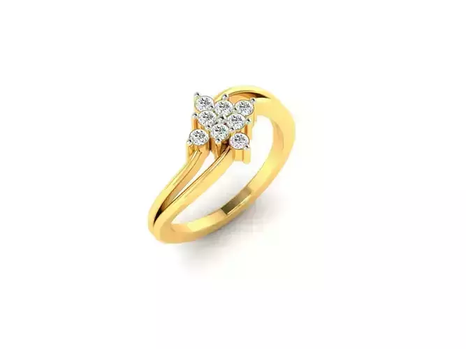 Swirl Floral Gold Ring With Diamonds 3
