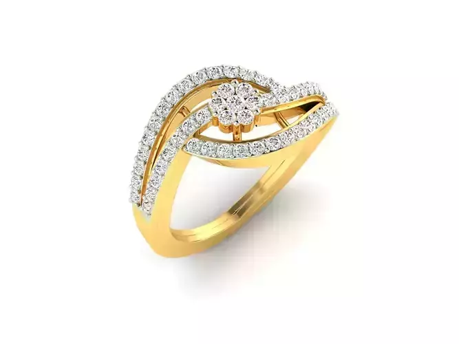 Swirl Gold Ring With Diamonds 73