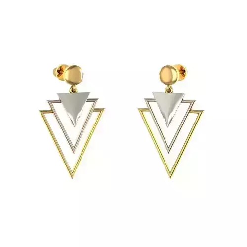 Triangle Shaped 3 Metal Drop Earrings 2