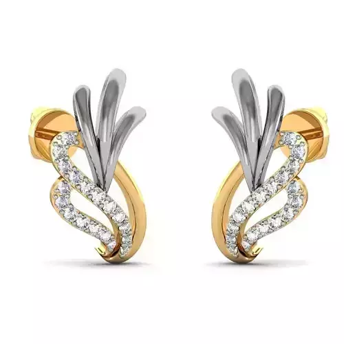 Mango Shaped Gold Earrings With Diamonds 8