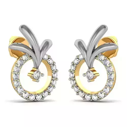 Round Shaped Gold Earrings With Diamonds 18