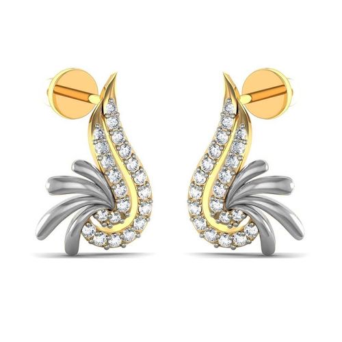 Gold Earrings With Diamonds 139 3D print model