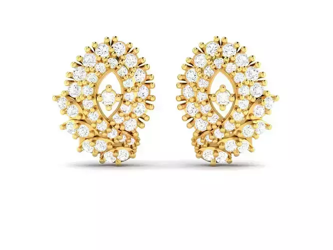 Marquise Shaped Gold Earrings With Diamonds 14