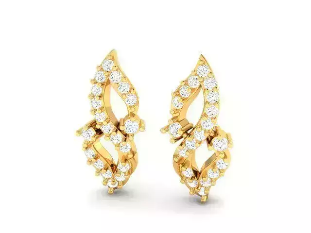Leaf Shaped Earrings With Diamonds 1