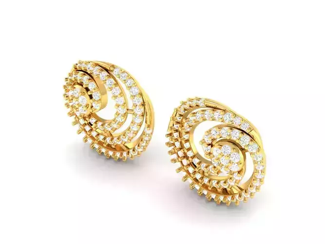 Spiral Gold Earrings With Diamonds 7