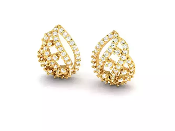 Drop Shaped Gold Earrings With Diamonds 16
