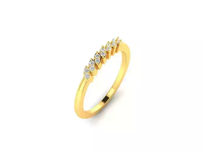 Simple Thin Gold Ring With Diamonds