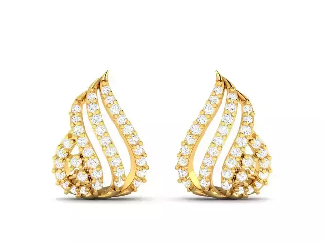 Drop Shaped Gold Earrings With Diamonds 17