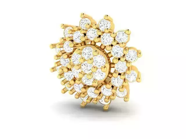 Flower Shaped Gold Pendant With Diamonds 14