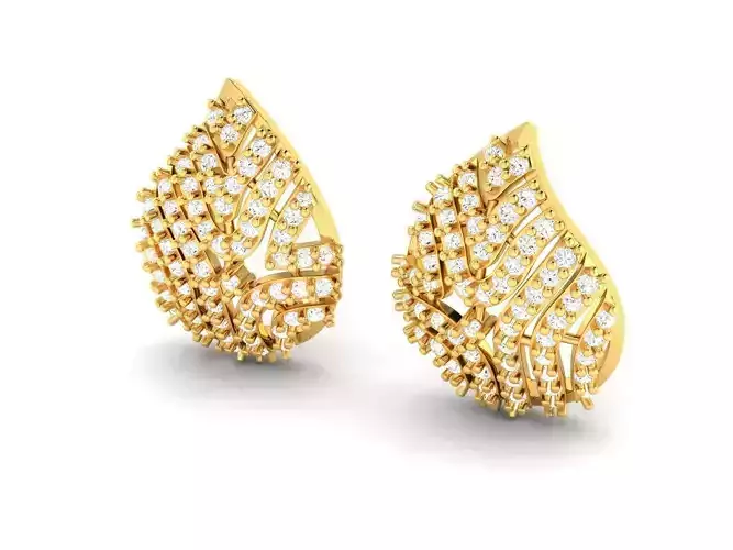 Mango Shaped Gold Earrings With Diamonds 11