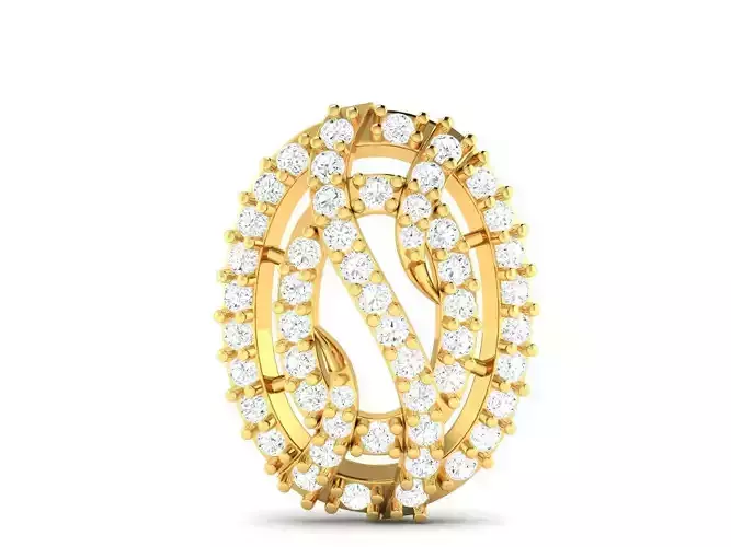 Oval Shaped Gold Pendant With Diamonds 7