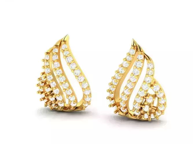 Drop Shaped Gold Earrings With Diamonds 18