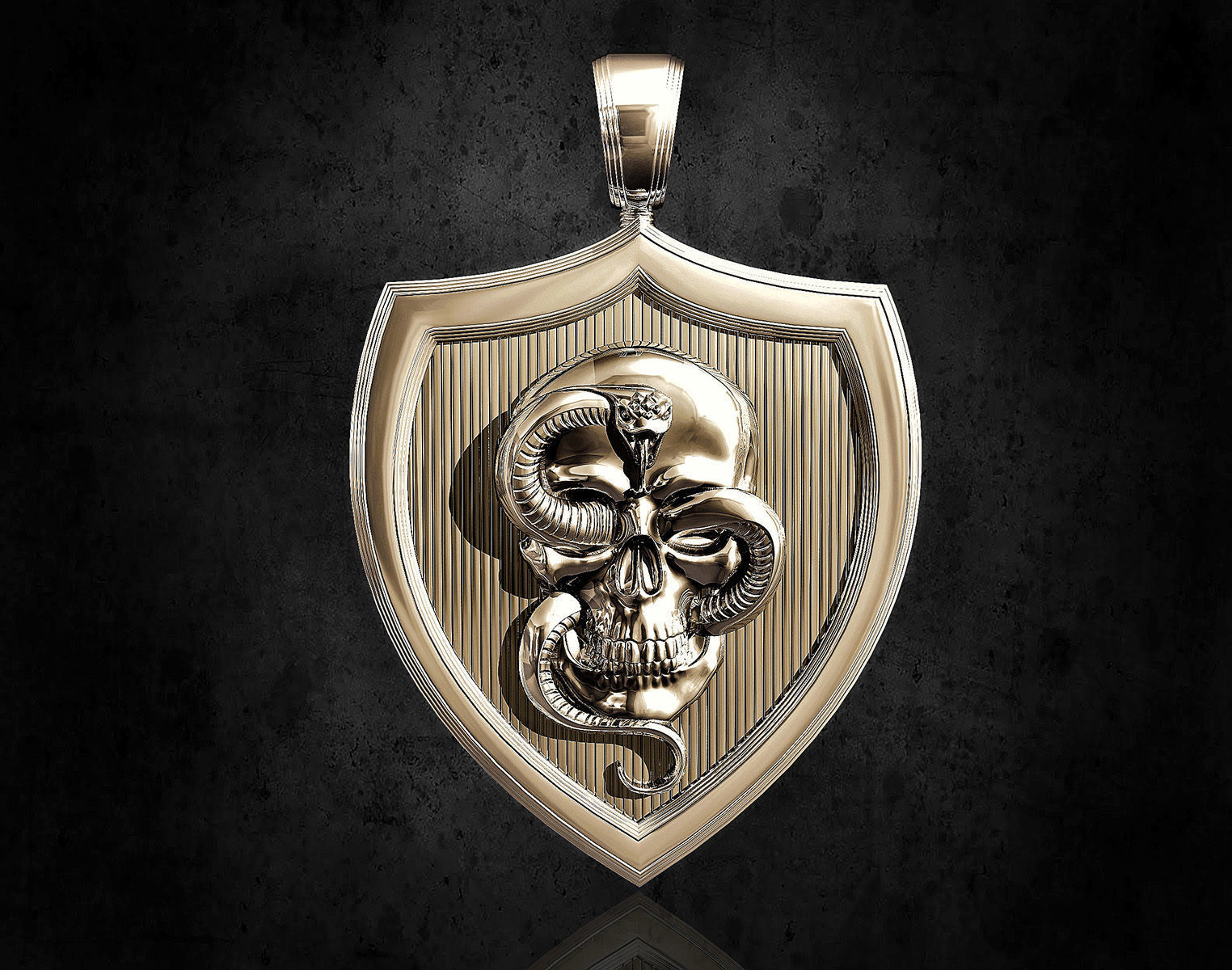 skull with snake pendant 3D print model_2