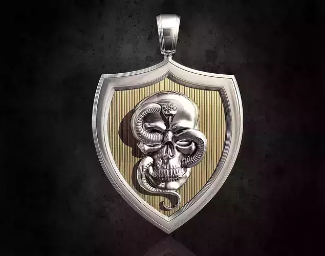 skull with snake pendant