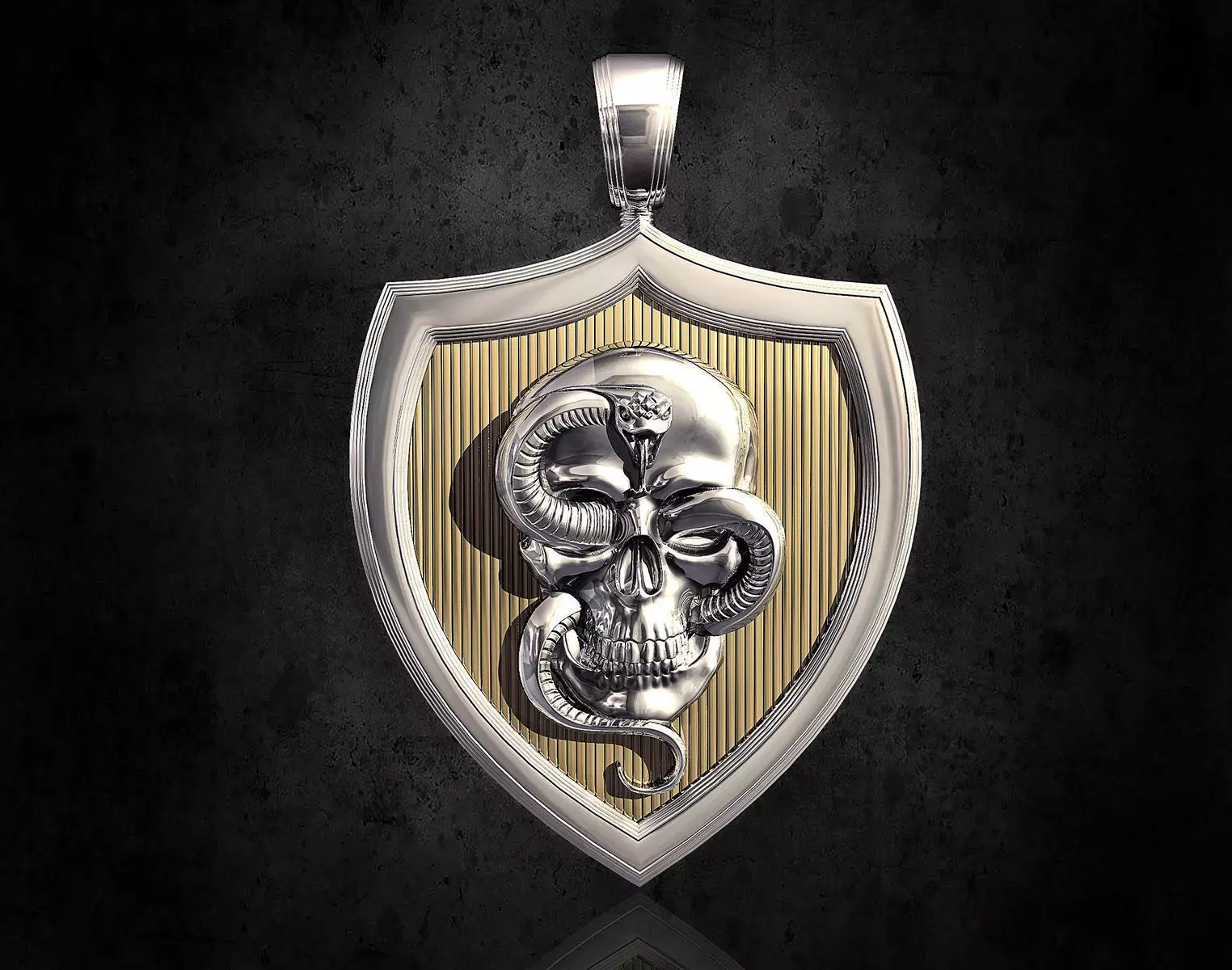 skull with snake pendant 3D print model_0