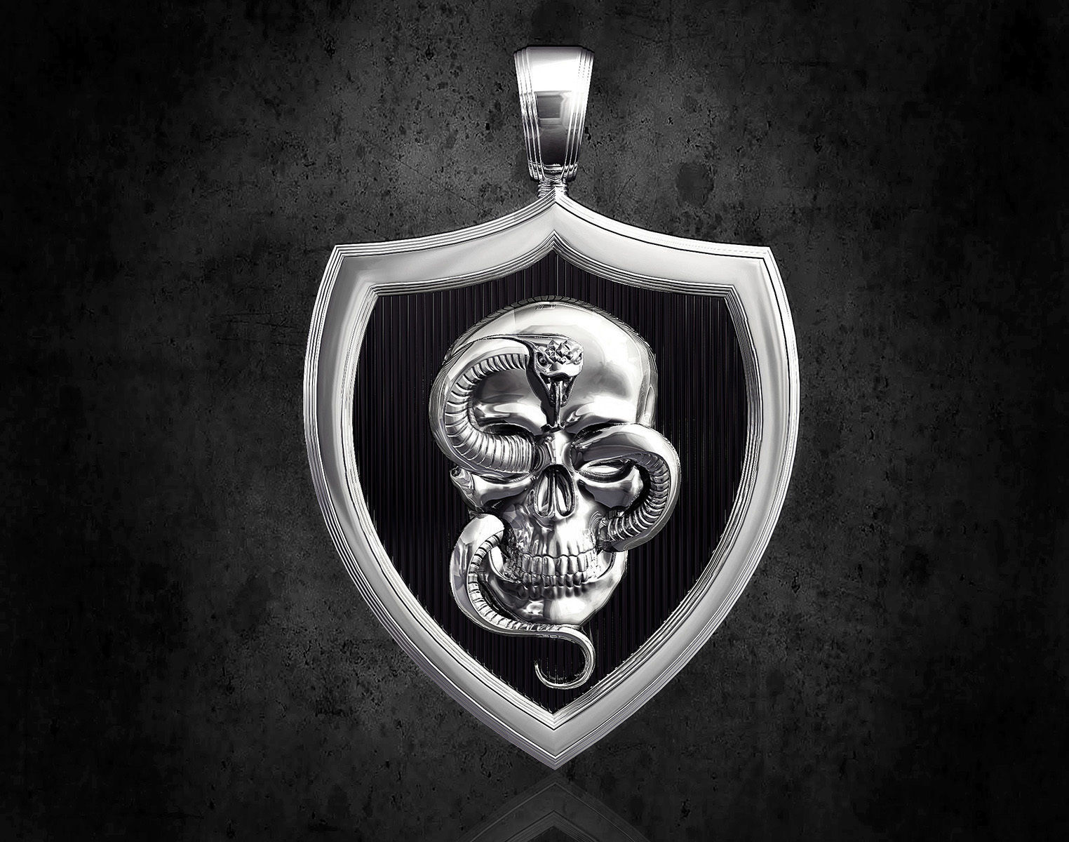 skull with snake pendant 3D print model_3