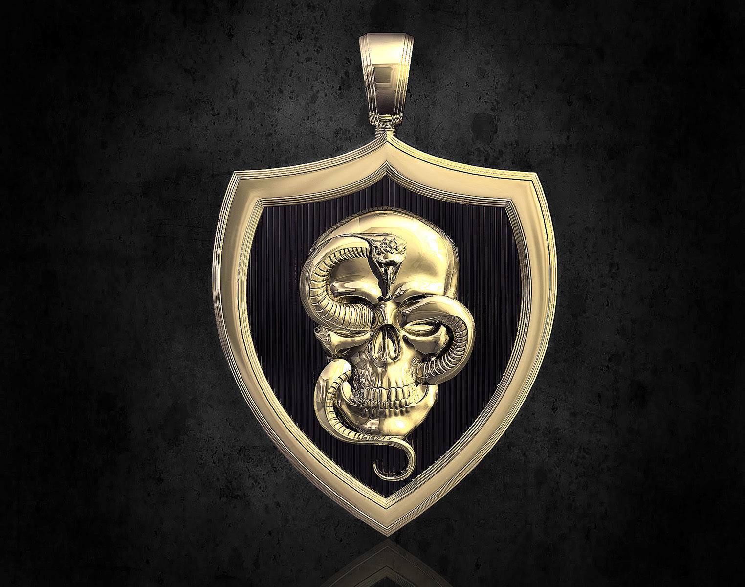 skull with snake pendant 3D print model_4