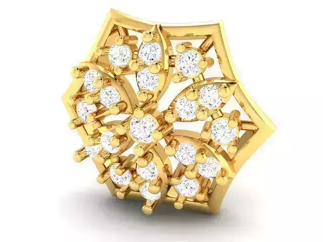 Flower Shaped Gold Pendant With Diamonds 16