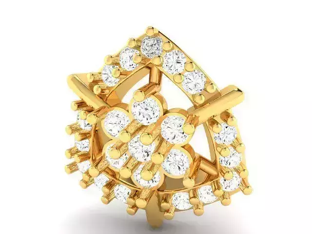 Triangle Shaped Gold Pendant With Diamonds 2