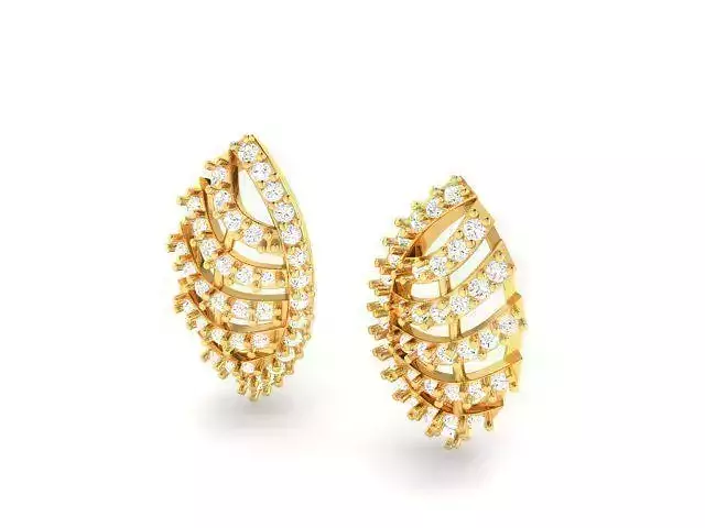 Marquise Shaped Gold Earrings With Diamonds 15