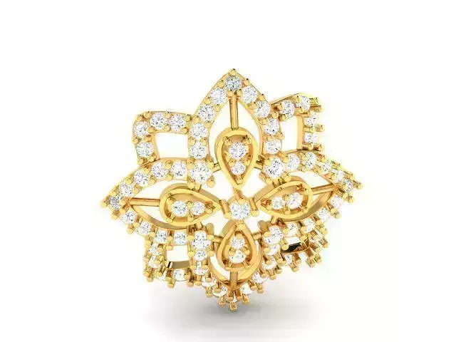 Flower Shaped Gold Pendant With Diamonds 18