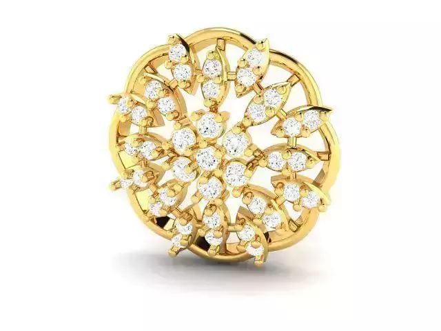 Flower Shaped Gold Pendant With Diamonds 19
