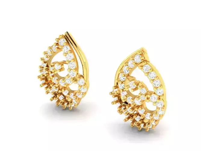 Drop Shaped Gold Earrings With Diamonds 19