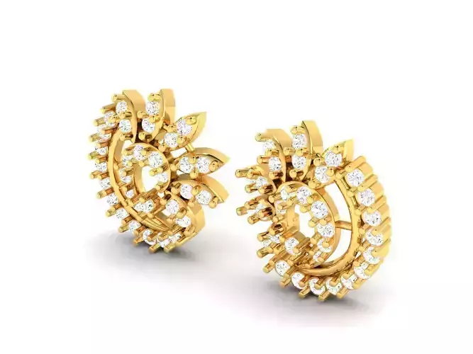 Floral Gold Earrings With Diamonds 12