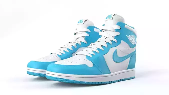 Jordan 1 Retro UNC Toe  PBR 3D model