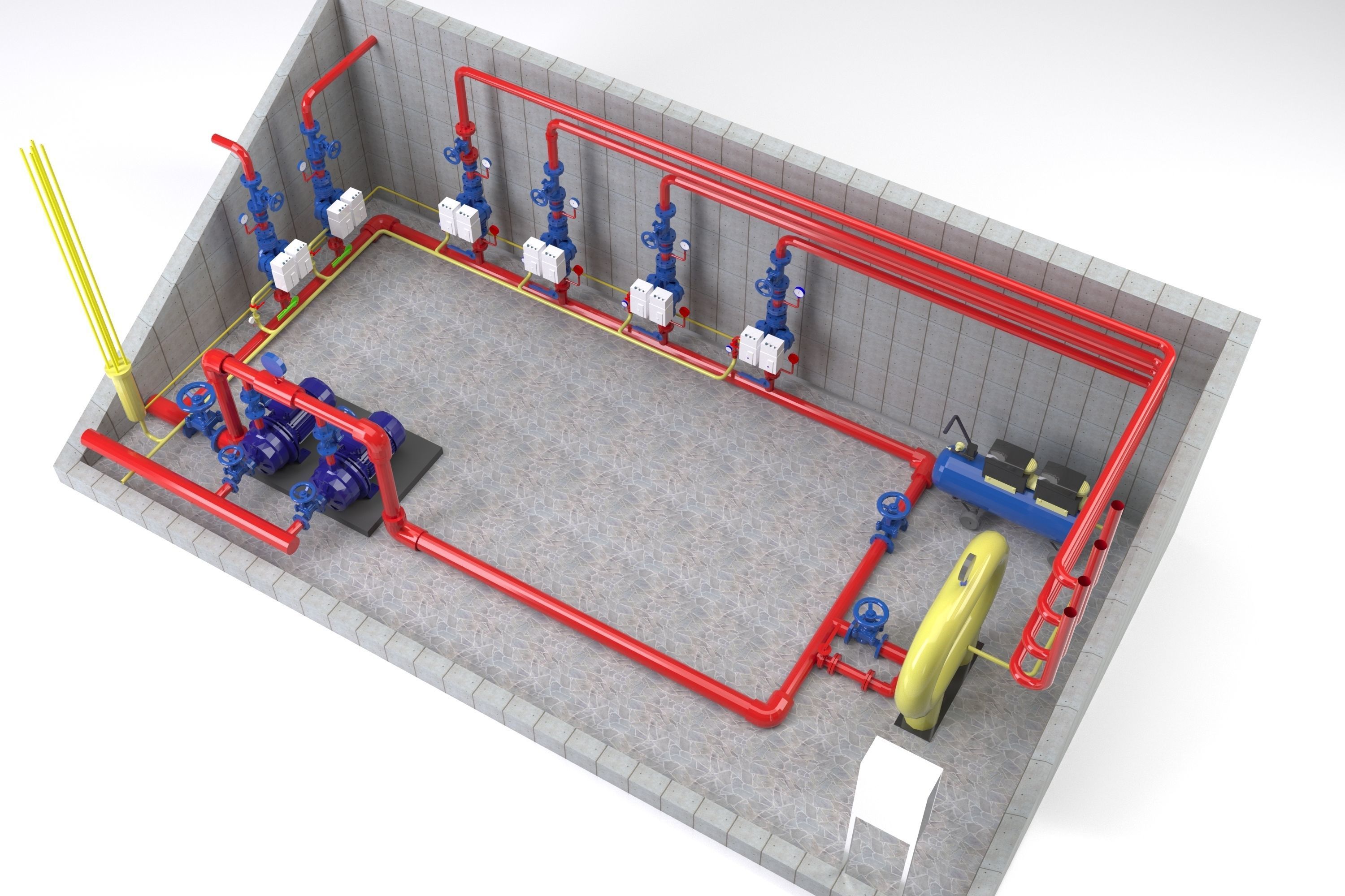 Fire-fighting pumping station 3D model_4