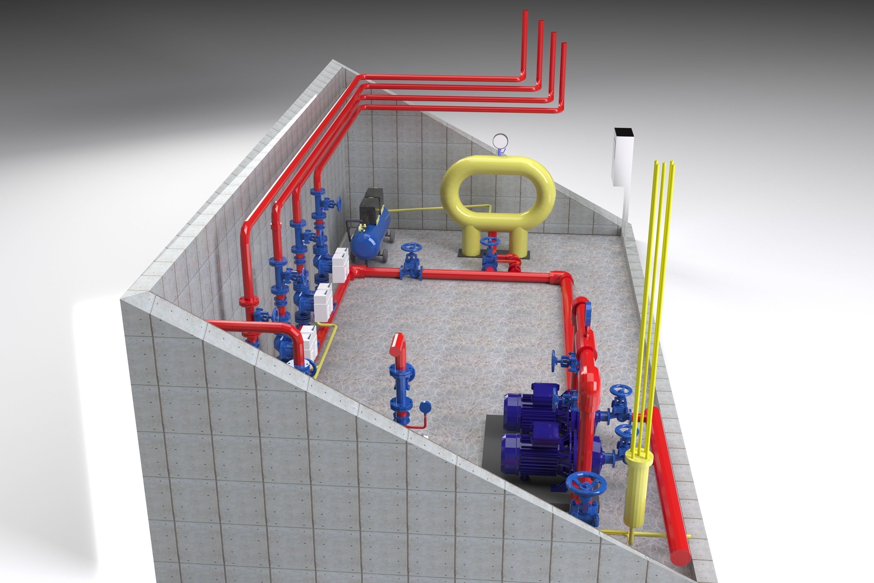 Fire-fighting pumping station 3D model_5