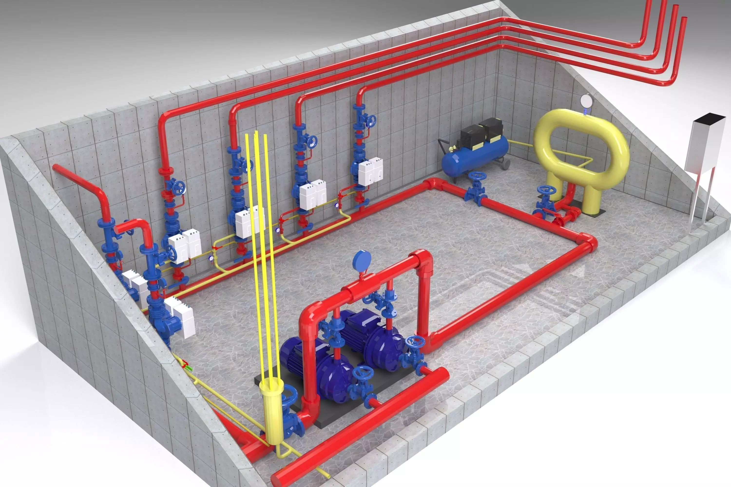 Fire-fighting pumping station 3D model_0