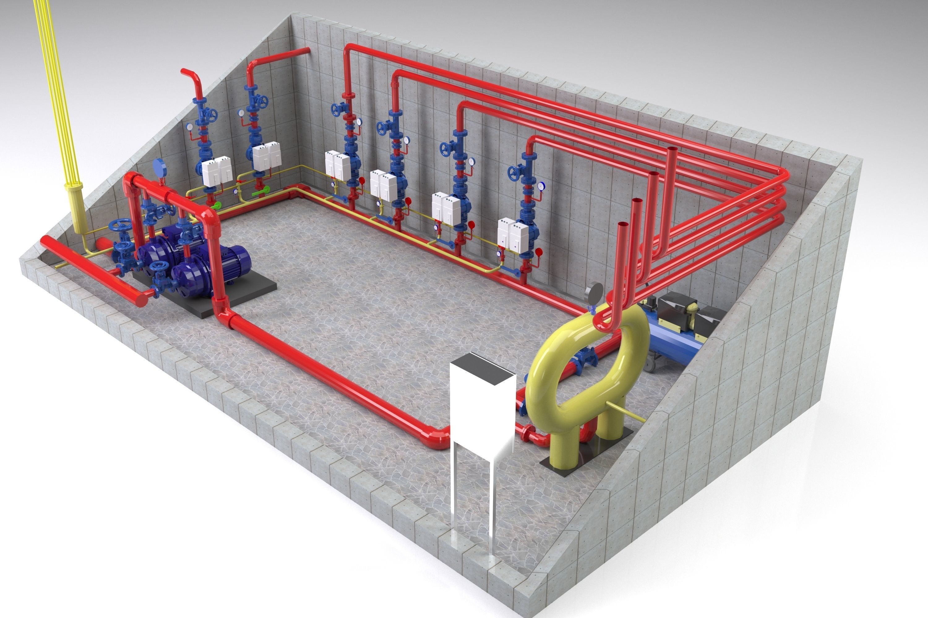 Fire-fighting pumping station 3D model_1